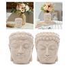 Buddha Head Figurine Flower Pot Plant Container Resin Desktop Ornament Planter for Patio Desk Shelf Indoor Outdoor Home Decor