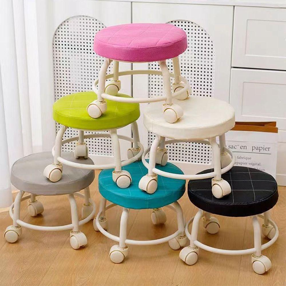 Водонепроницаемый вращающийся табурет на колесиках, сиденье из ПУ-кожи, низкое сиденье, практичный стул на роликах, для маникюрного салона