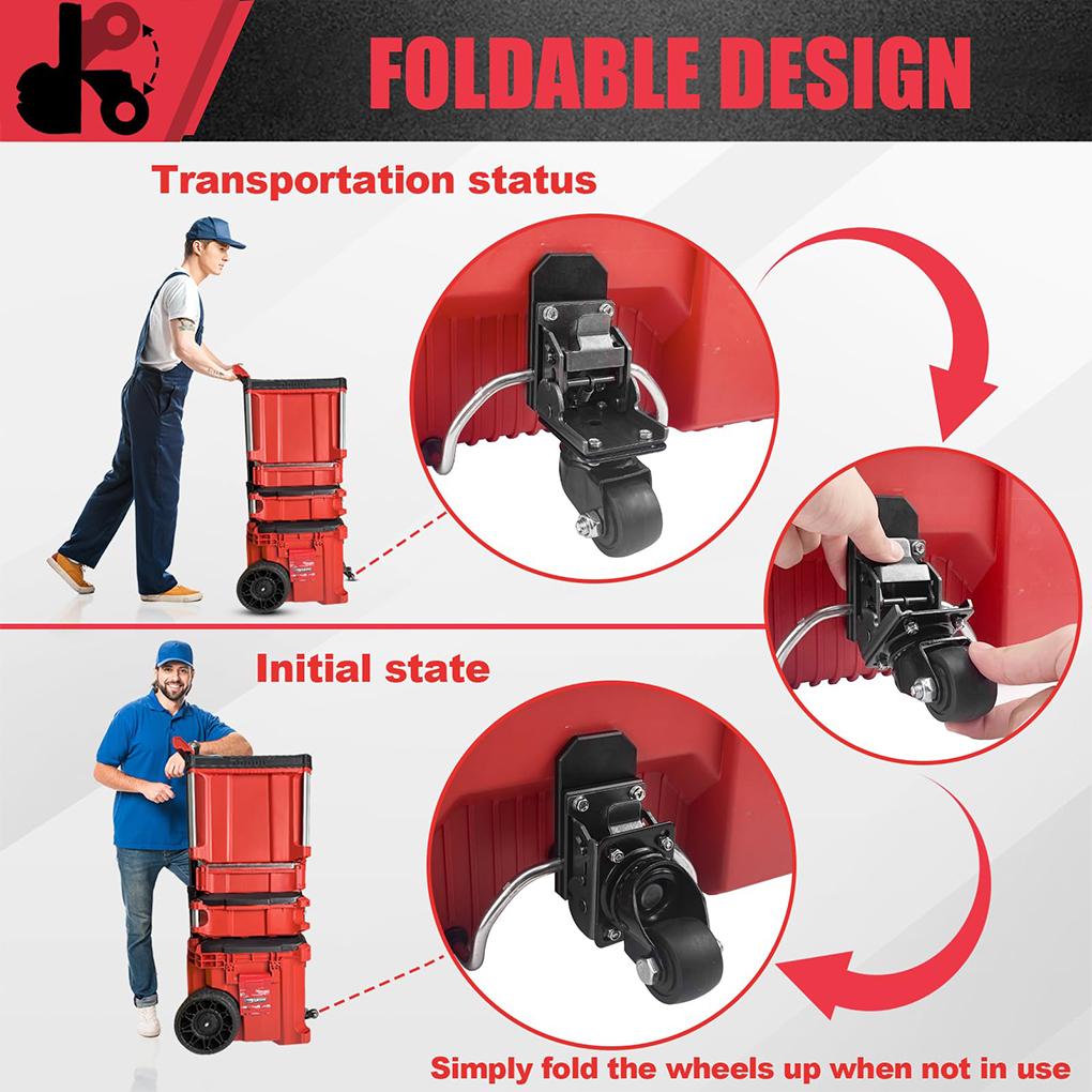 ABCA-Стальная конструкция Передние колеса, Комплект поворотных колес Подходит для мобильного ящика для инструментов Milwaukee для ящика для инструментов Packout 200 фунтов Грузоподъемность Новый