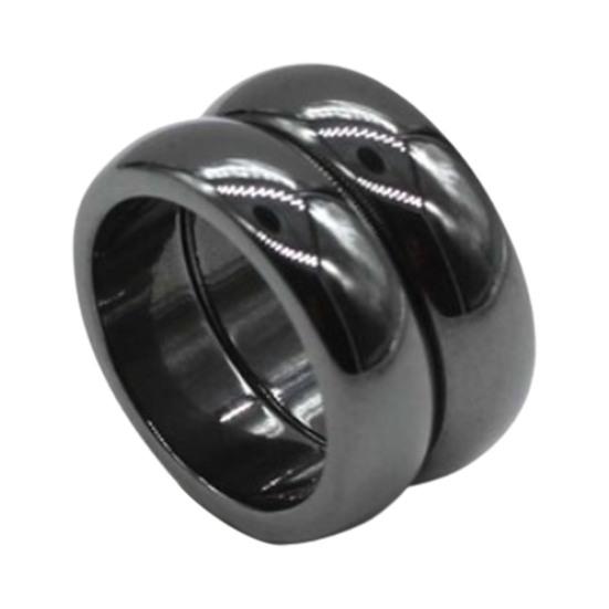 Simple Flat Magnetic Hematite Width Finger Unisex Ring