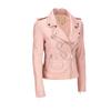 Розовая женская куртка на молнии из натуральной кожи для дам