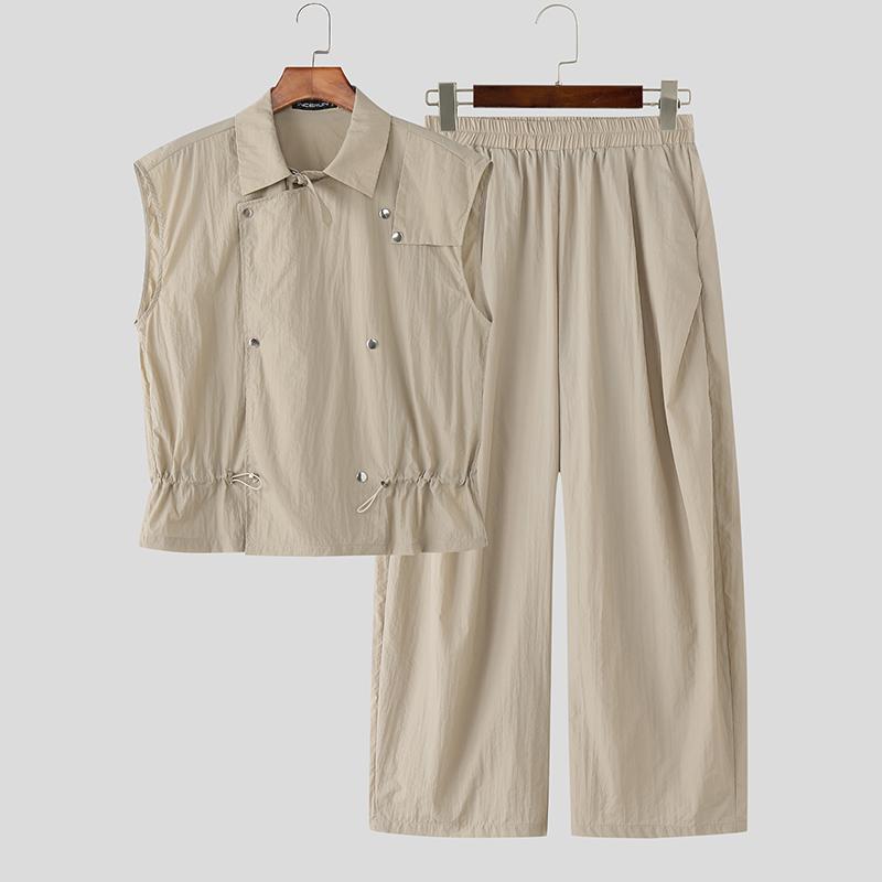 INCERUN Мужские повседневные комплекты из двух предметов: безрукавка и длинные брюки-карго