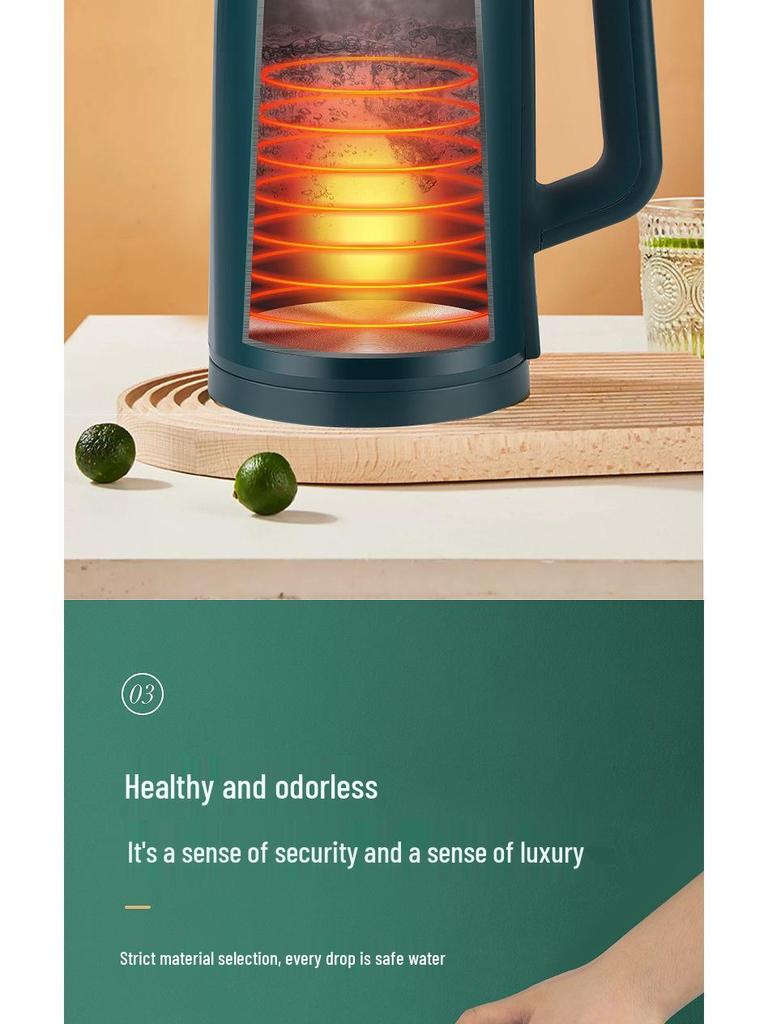 Электрический чайник с двойными стенками Wanlida с автоматическим отключением для домашнего и гостиничного использования