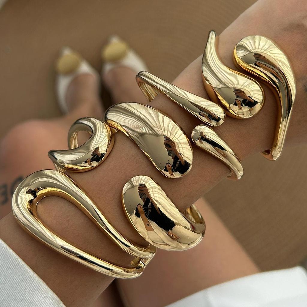 Набор браслетов из сплава в европейском и американском стиле с отверстием в виде капли воды