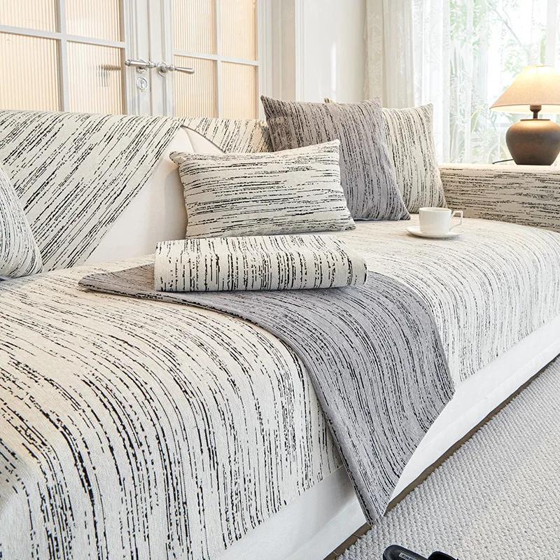 Solid Color Chenille Sofa Towel Thick Universal Sectional Sofa Cover Modern Furniture Dustproof Cover L-shape Couch Covers