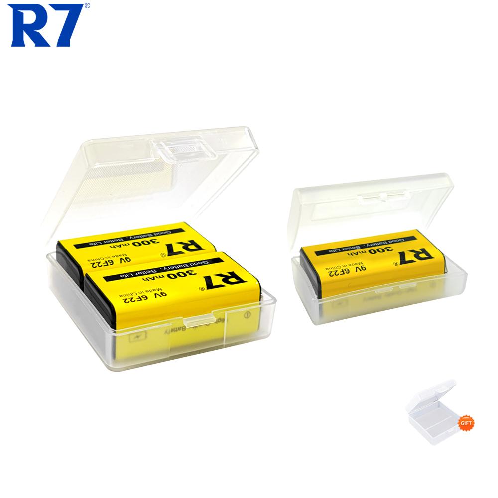 Аккумуляторы R7 9В 300 мАч для беспроводных микрофонов, гитар с эквалайзером, дымовых извещателей и мультиметров