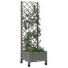 Planter with Trellis and Wheels Light Gray 40 x 40 x 131.5 cm