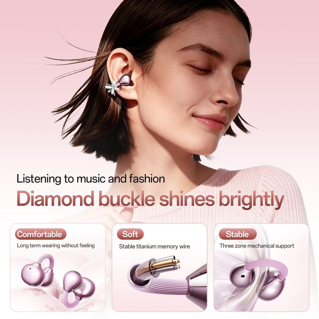 Новые Bluetooth-наушники-клипсы M186 в форме сердца - Беспроводные, с долгим временем работы от аккумулятора, с зеркальной отделкой