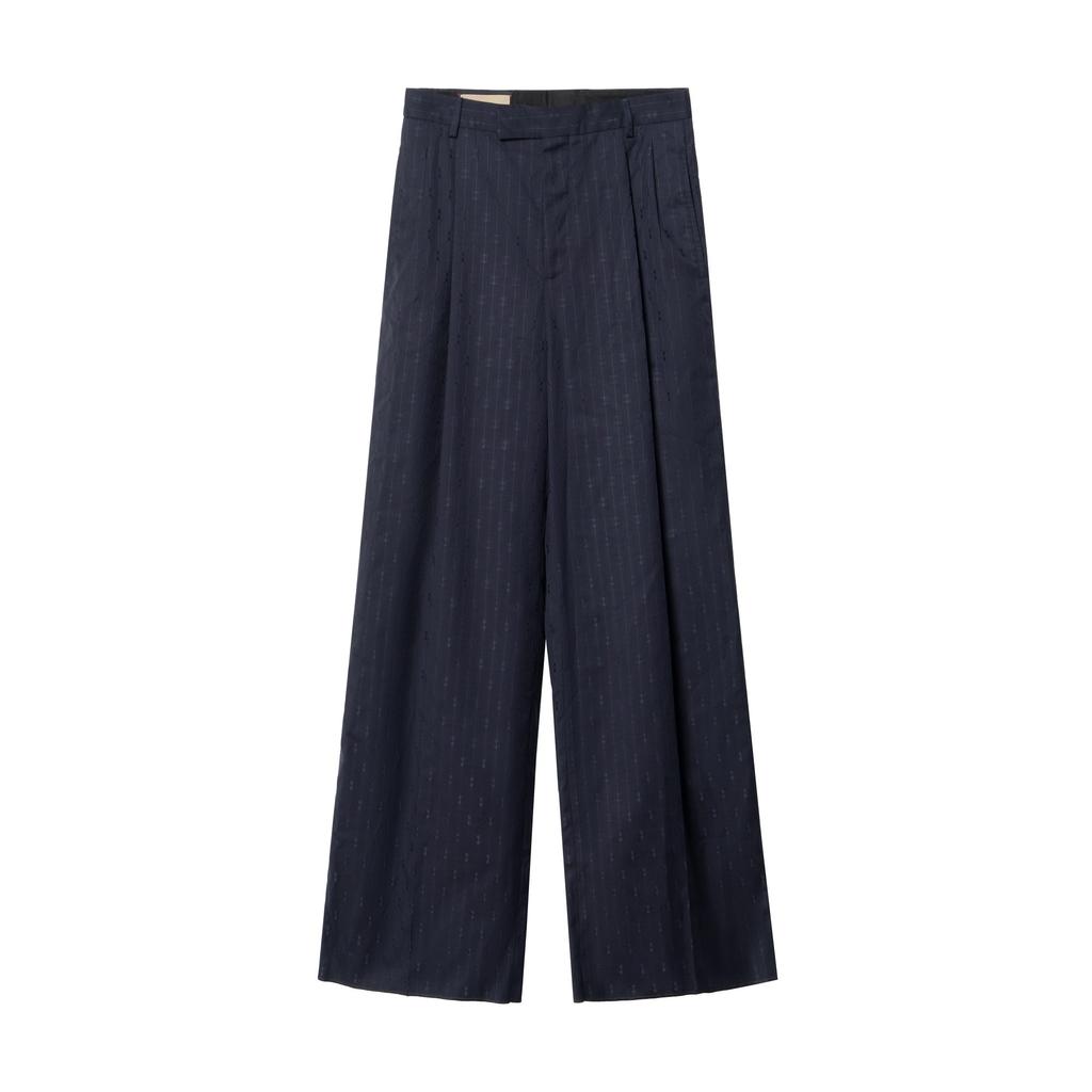 Gucci Широкие брюки в полоску с пряжкой-лошадкой 705875-ZAITQ-4557