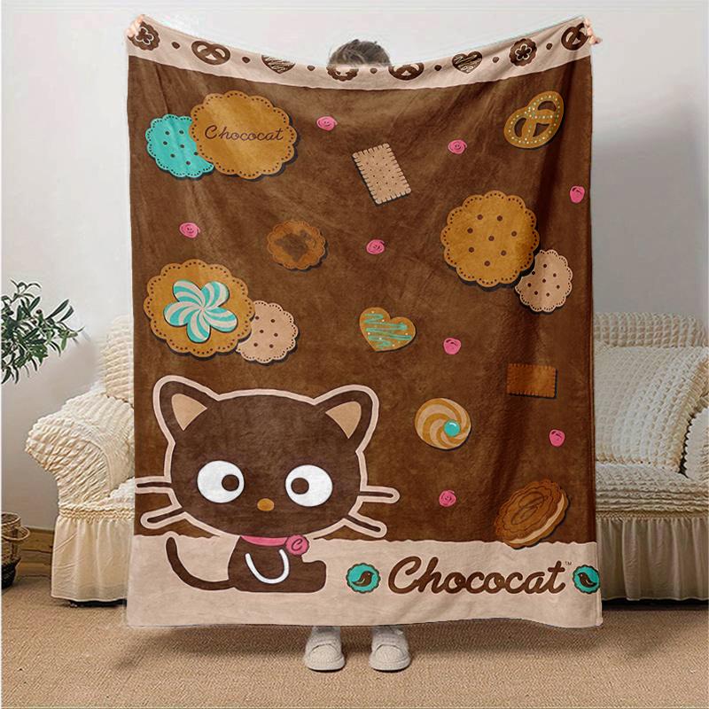 1pc Chococat Blanket, Soft Warm Throw Blankets, Living Room, Travel, Camping, Car Blankets, Beach, Office Naps, Home Decor Gift for Family Friends.H00