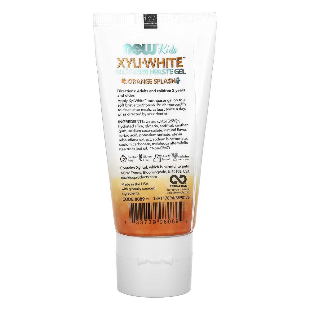 Now Foods Xyli White, Детская зубная паста-гель, апельсиновый всплеск, 3 унции (85 г)