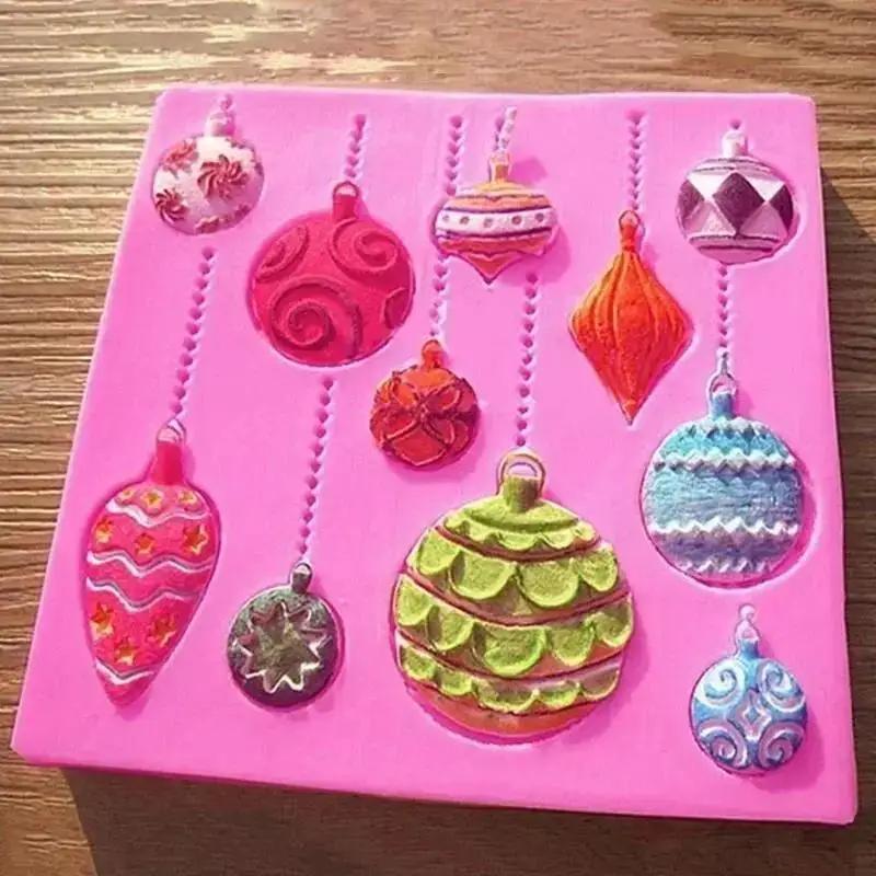 Аксессуары для украшения торта Форма рождественского шара Ручная работа Креативная силиконовая форма Рождественское украшение Форма для мастики Резак для тиснения