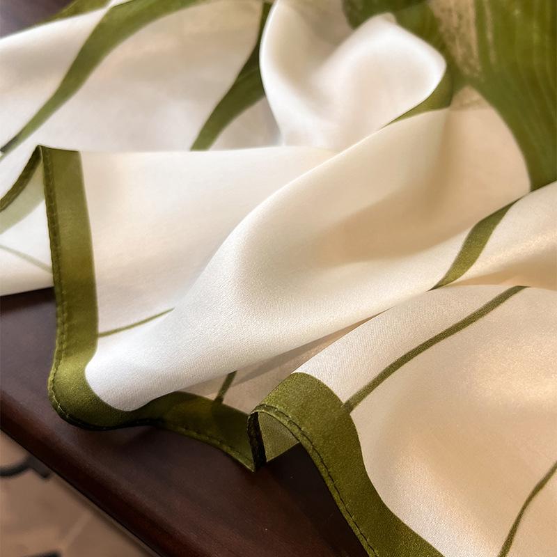 Niche design sense ginkgo silk scarf women's spring fashion mulberry silk scarf versatile and simple 53 small silk scarf