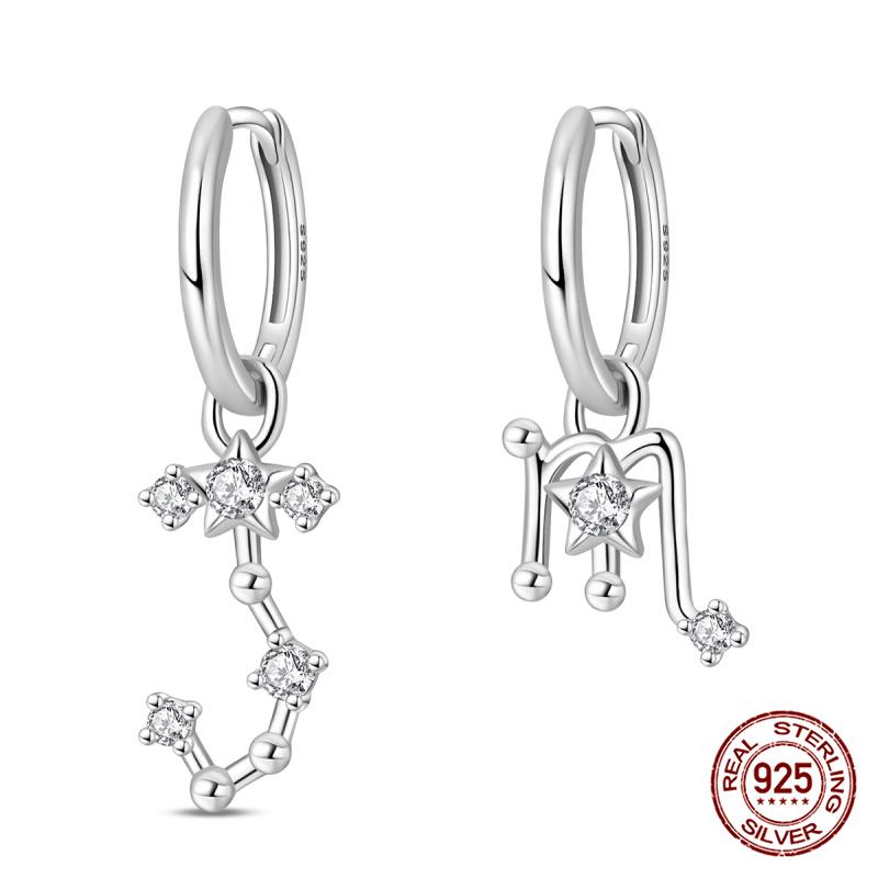New Original 100% 925 Silver 12 Zodiac Signs Aries-Sagittarius Earrings Love Bow Ladies Earrings Anniversary Gift