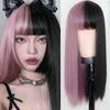 Synthetic Long Straight Hair Full Wigs With Bangs For Women Daily Party Costume Cosplay
