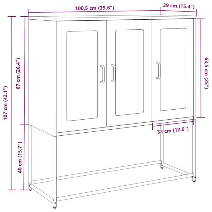 VidaXL Buffet jaune moutarde 100,5x39x107 cm acier laminé à froid, meuble de rangement, meuble de rangement de cuisine, 853407