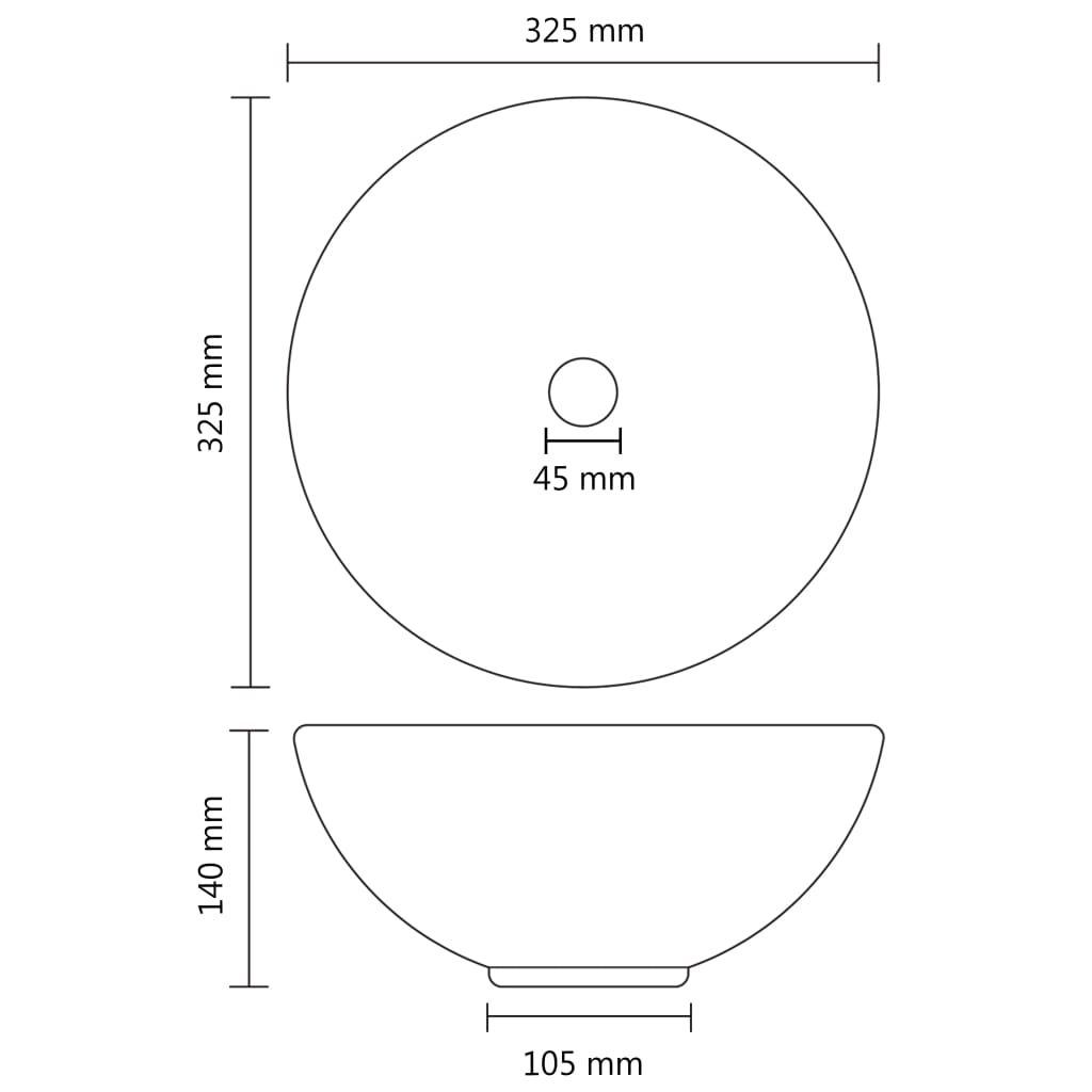 Luxus Round Wash Basin Matte White 32.5 x 14 cm Ceramic