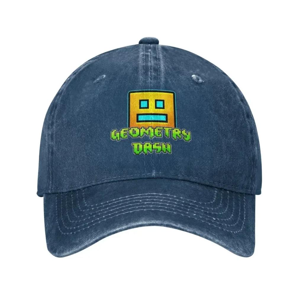Geometric Dash App Fun Games Men Women Baseball Cap Geometry Dash Distressed Denim Washed Caps Hat Adjustable Fit Snapback Hat