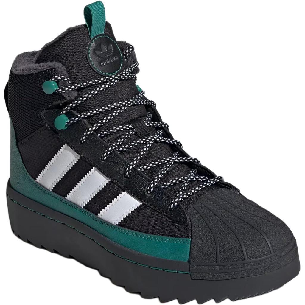 Adidas Оригинальные Superstar Зимние Амортизирующие и Водонепроницаемые Высокие Детские Уличные Ботинки Черные Подростковые Кроссовки ID1018