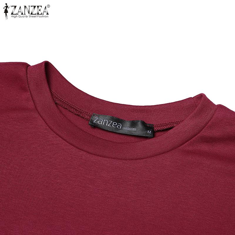 ZANZEA Женская повседневная блузка с длинным рукавом и кружевом с круглым вырезом