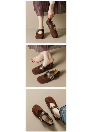 French Square Toe Leopard Print Mary Jane Flats for Women - 2026 Spring/Autumn Collection with Velvet Lining