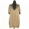 CROON A SONG/Silk 100% Knee-Length Short Sleeve Dress/S/1/Brown/Lace/Frill(USED)