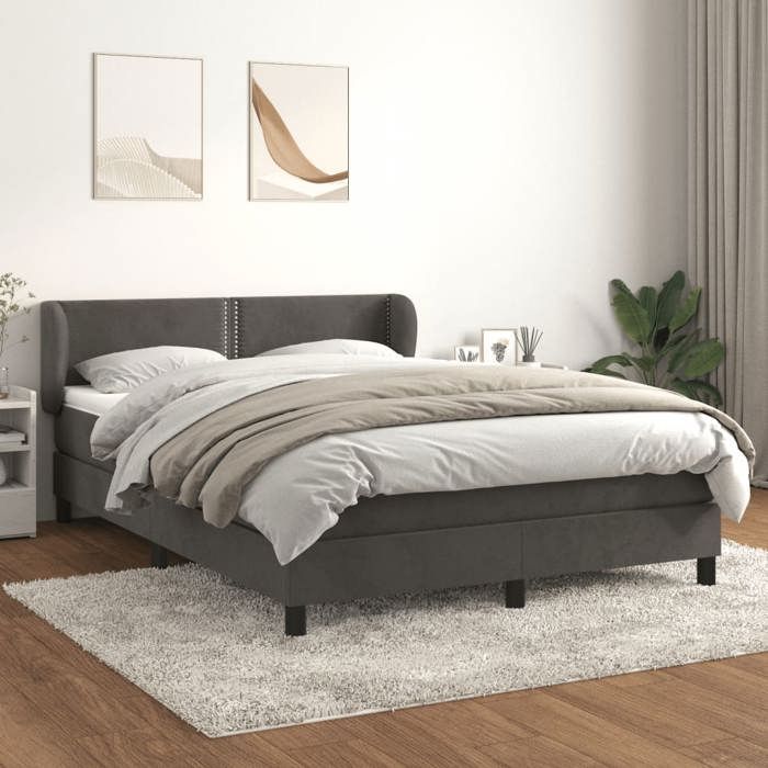 Maison Exclusive - Sommier à lattes de lit et matelas Gris foncé 140x190cm Velours