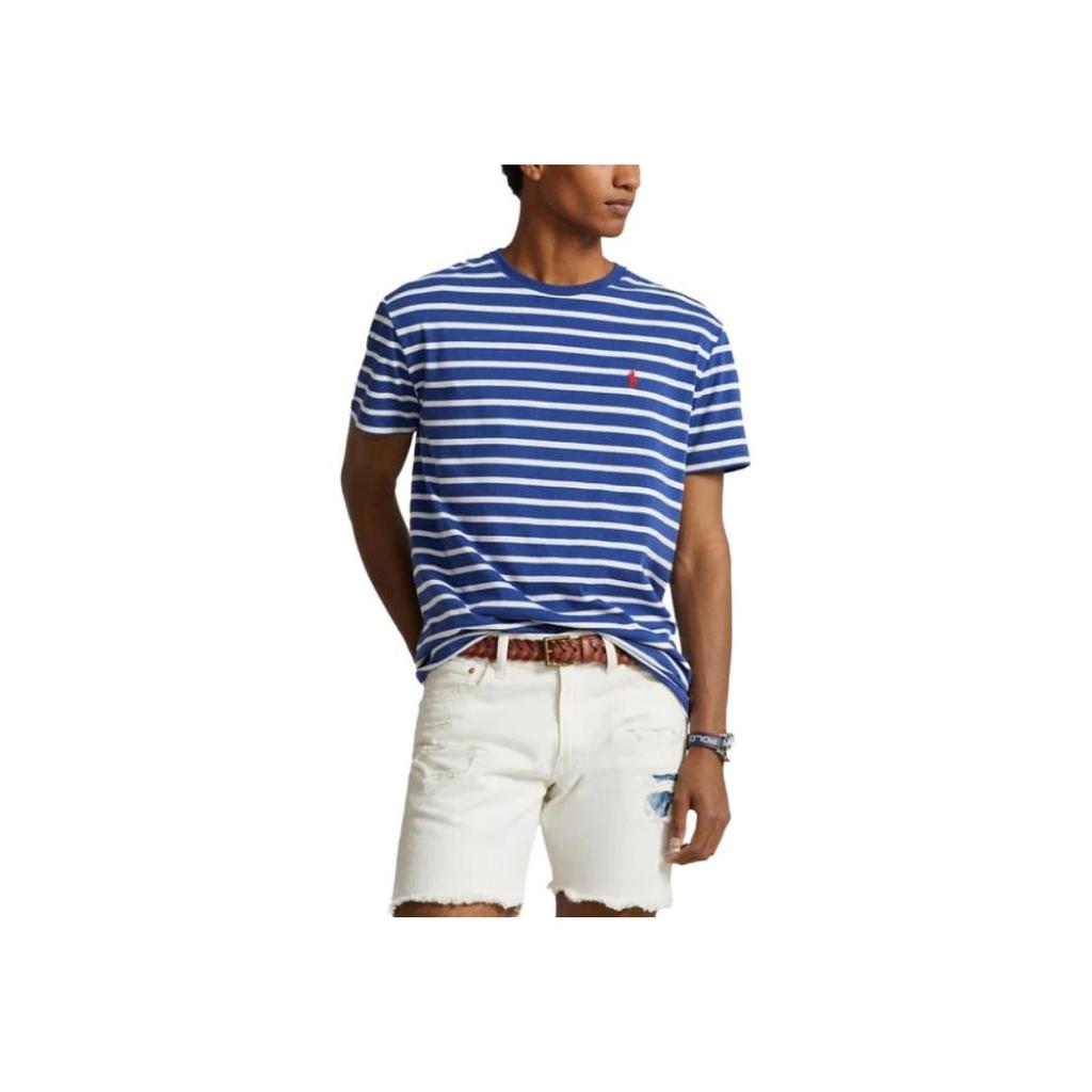 Polo Ralph Lauren Полосатая футболка с круглым вырезом и коротким рукавом для мужчин, цвет синий 710934662-001