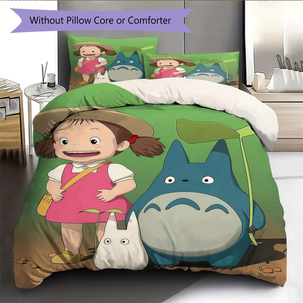 Mei Kusakabe Pattern Bedding Home Decoration Birthday Gift ( 1 duvet cover + 2 pillowcase, without core),fan merchandise.