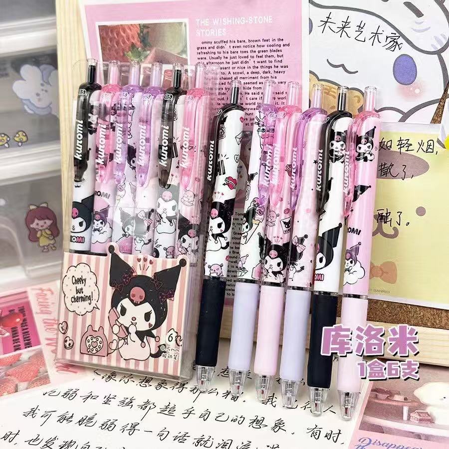 Персонажи Sanrio Куроми Мелоди Синнаморолл Нажимные Гелевые Ручки Кавайная Канцелярия Пишущие Ручки Черные Чернила