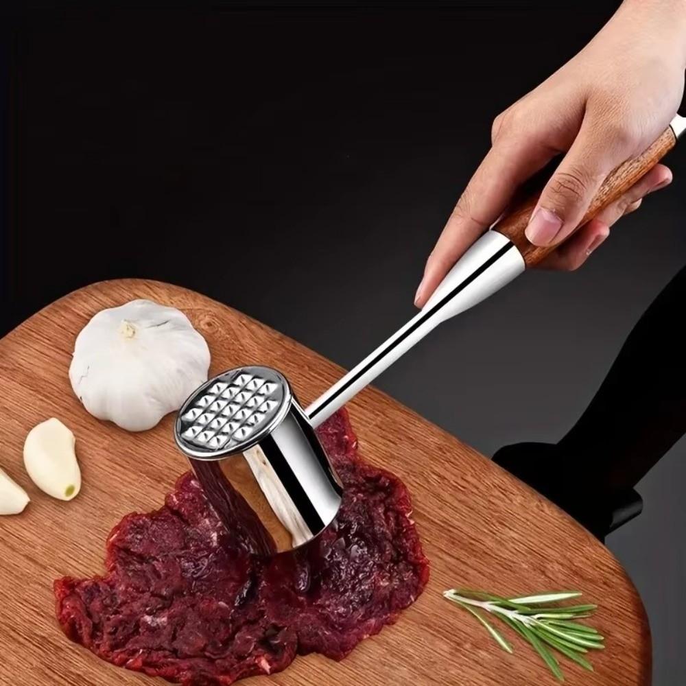 Double-side Meat Hammer Stainless Steel Steak Mallet Kitchen Beef Hitting Tool  Meat Preparation