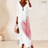 Plus Size Women V Neck 3 4 Sleeve Maxi Dress Elegant Soft Casual Street Gown