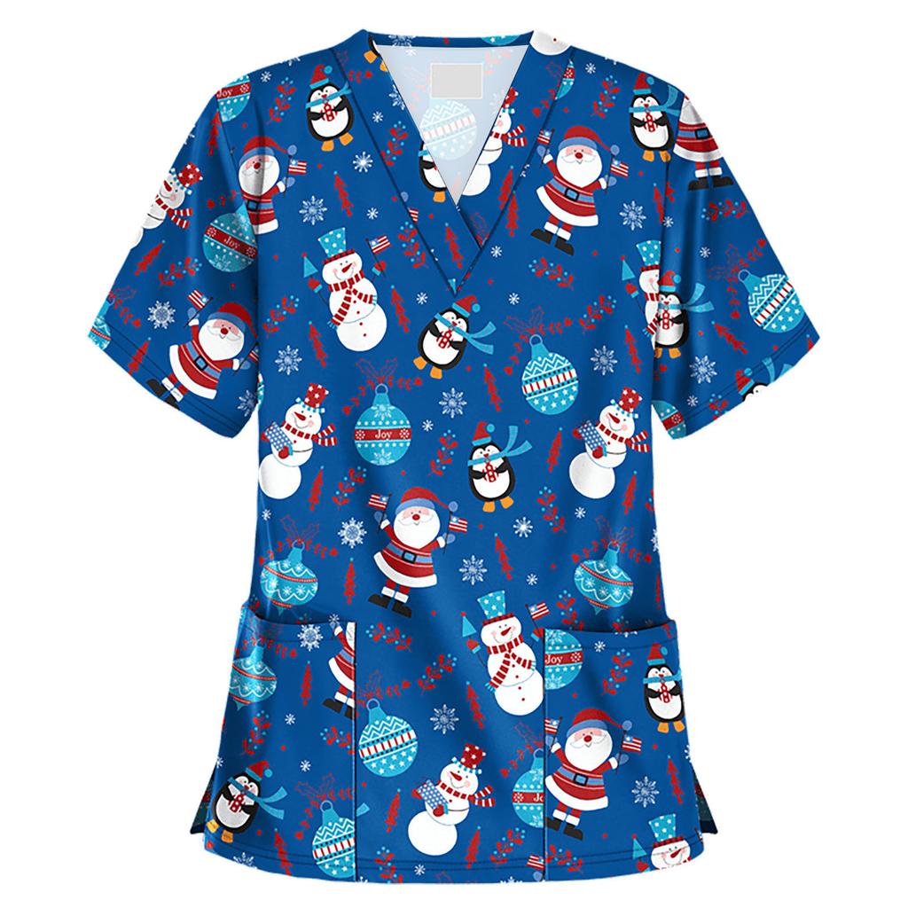 Short Tops Women Vneck Sleeve Working Christmas Thanksgiving Blouse