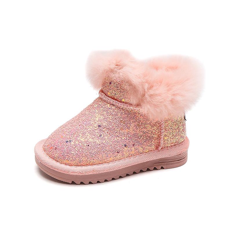 Модные новые яркие детские ботинки зимние утолщенные детские сапоги бархатные теплые холодные детские хлопковые сапоги с блестками зимние сапоги