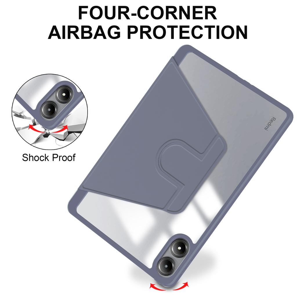 Smart Case for Xiaomi Redmi Pad Pro 2024 12.1 Inch Model 2405CRPFDC 360 Rotatable Stand Cover with Auto Sleep & Wake Shockproof
