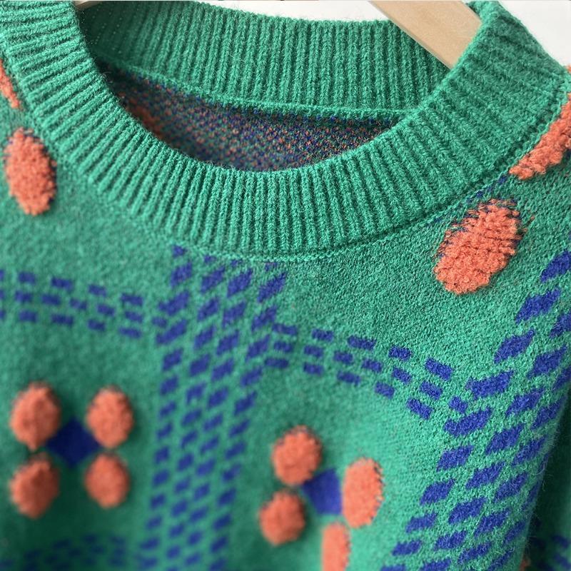 Women's Autumn and Winter Three-dimensional Flowers Knitted Casual Jumper