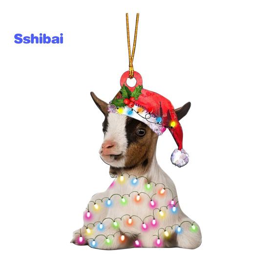 Рождественские подвесные украшения в виде животных Коза Утка Кошка Панда Корова Акриловый многоразовый праздничный декор Рождественская елка Орнамент Подвеска Праздничные принадлежности Подарок