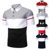 Men's New Lapel Short Sleeve Polo Patchwork T-Shirt Top