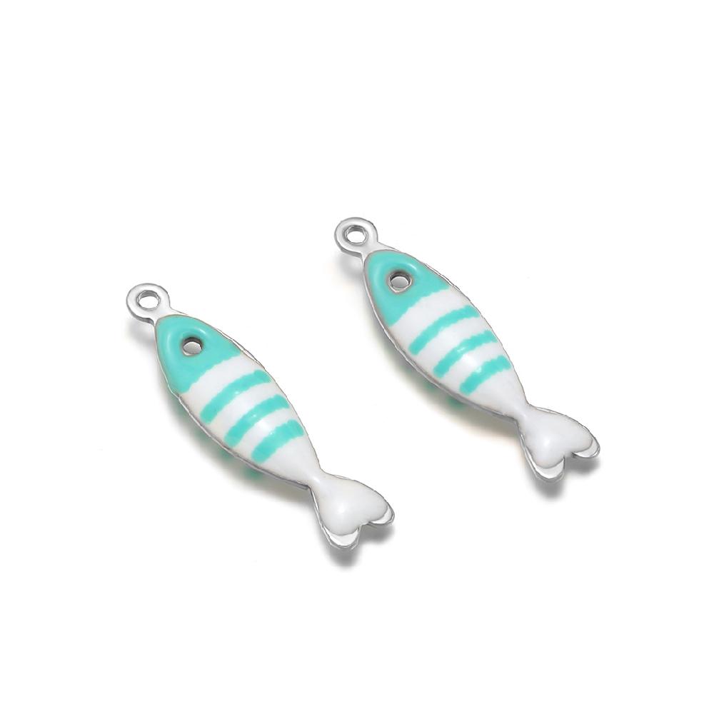 20pcs Stainless Steel Gold Color Enamel Little Fish Charms Pendants for DIY Jewelry Bracelet Necklace Findings Earrings Making