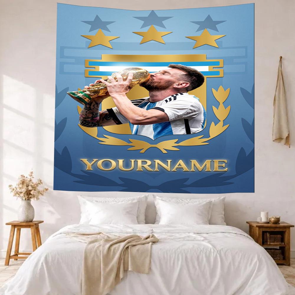 Messi Custom Your Name Wall Decor Tapestry Art For Pet Memorial Birthdaywedding Party Backdrop Family Gift