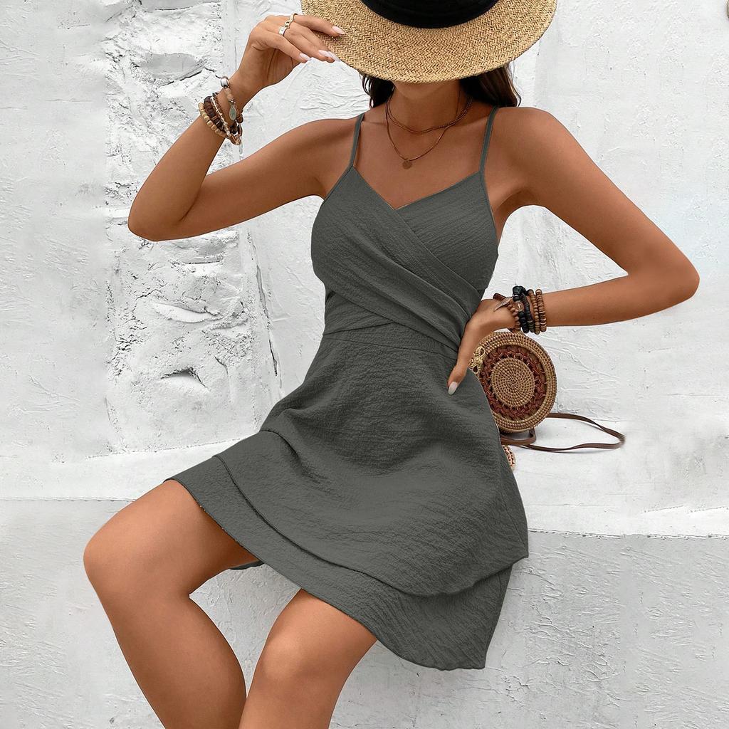 Женское освежающее платье без рукавов, повседневное однотонное свободное платье с открытой спиной и молнией