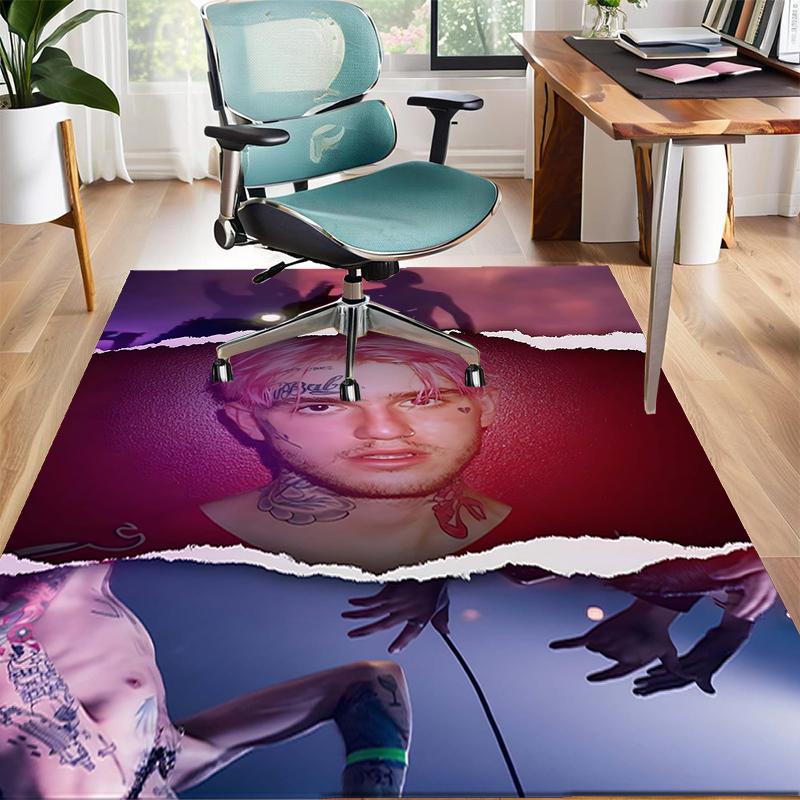 Ковер в неоновом стиле Lil Peep из полиэстера, мягкий коврик для помещений под офисное кресло, в гостиную, к компьютерному столу - Декоративный дизайн ковра для домашнего офиса