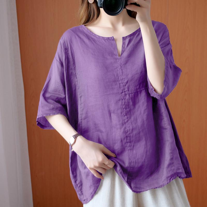 ZANZEA Женская повседневная свободная летняя блузка с v-образным вырезом и половиной рукавов