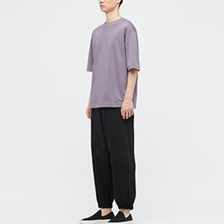 Uniqlo Свободная футболка с круглым вырезом и короткими рукавами, унисекс, фиолетовая 444999-74