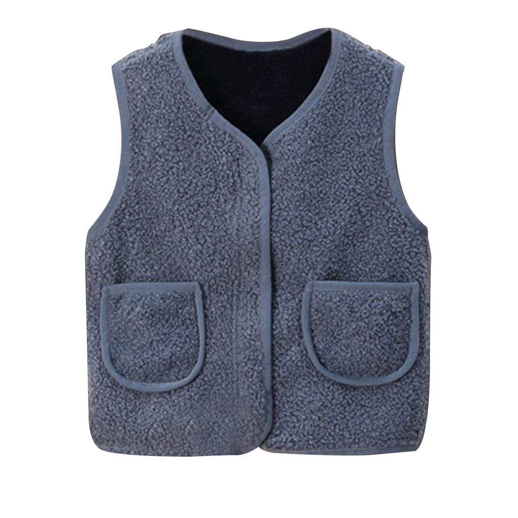 Winter Kids Vest Sleeveless Padded Horse Clip Outer Wear Lamb Wool Vests