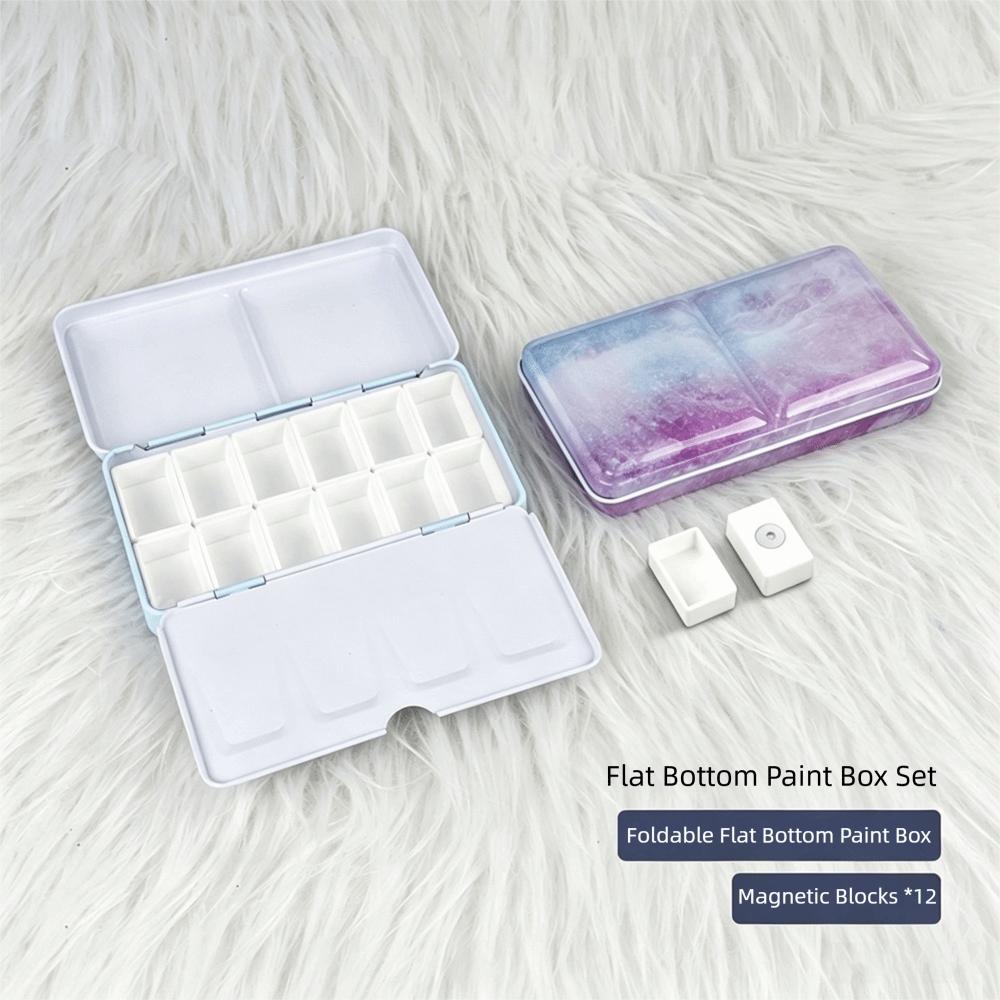 Metal Construction Watercolor Paint Box Small Size Folding Paint Box  For Gouache Painting