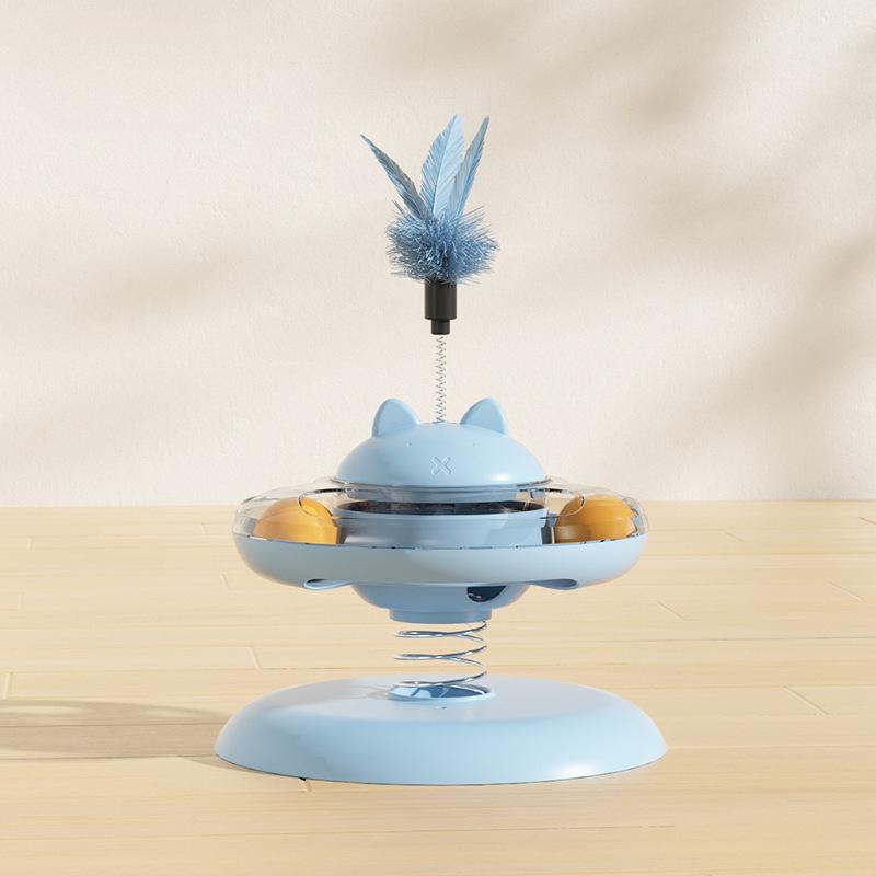 Игрушка для питомца Качалка Пружина Кошка Поворотный столик Текущая Еда Кошка Игрушка Самоудовлетворение Забавная Игровая Тарелка для Кота