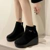 2024 New Winter Shoes for Female Side Zip Platform Women's Ankle Boots Wedge Heel Casual Women's Shoes High Heel Ladies Boots