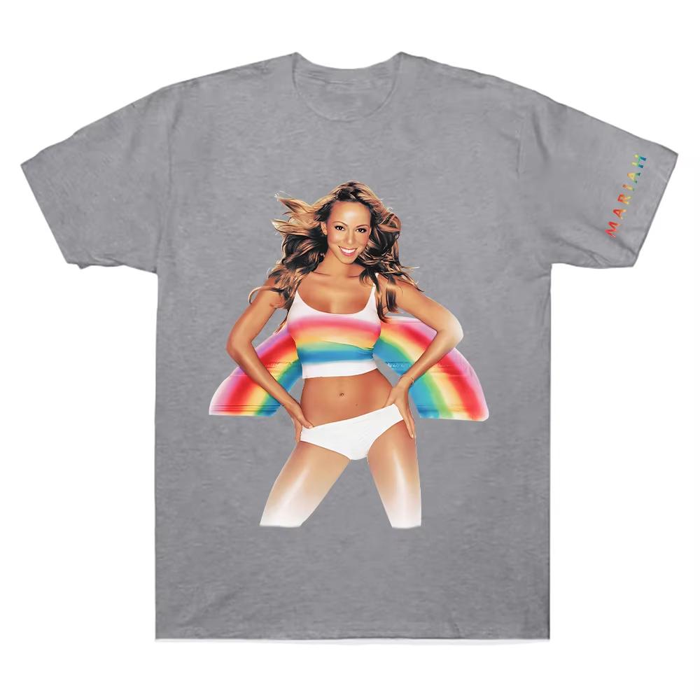 Summer Hot Sale Mariah Carey Merch Rainbow 2026 Tshirt Y2K Men Women Cotton Gothic Round T-shirt Breathable and Comfortable Clothes