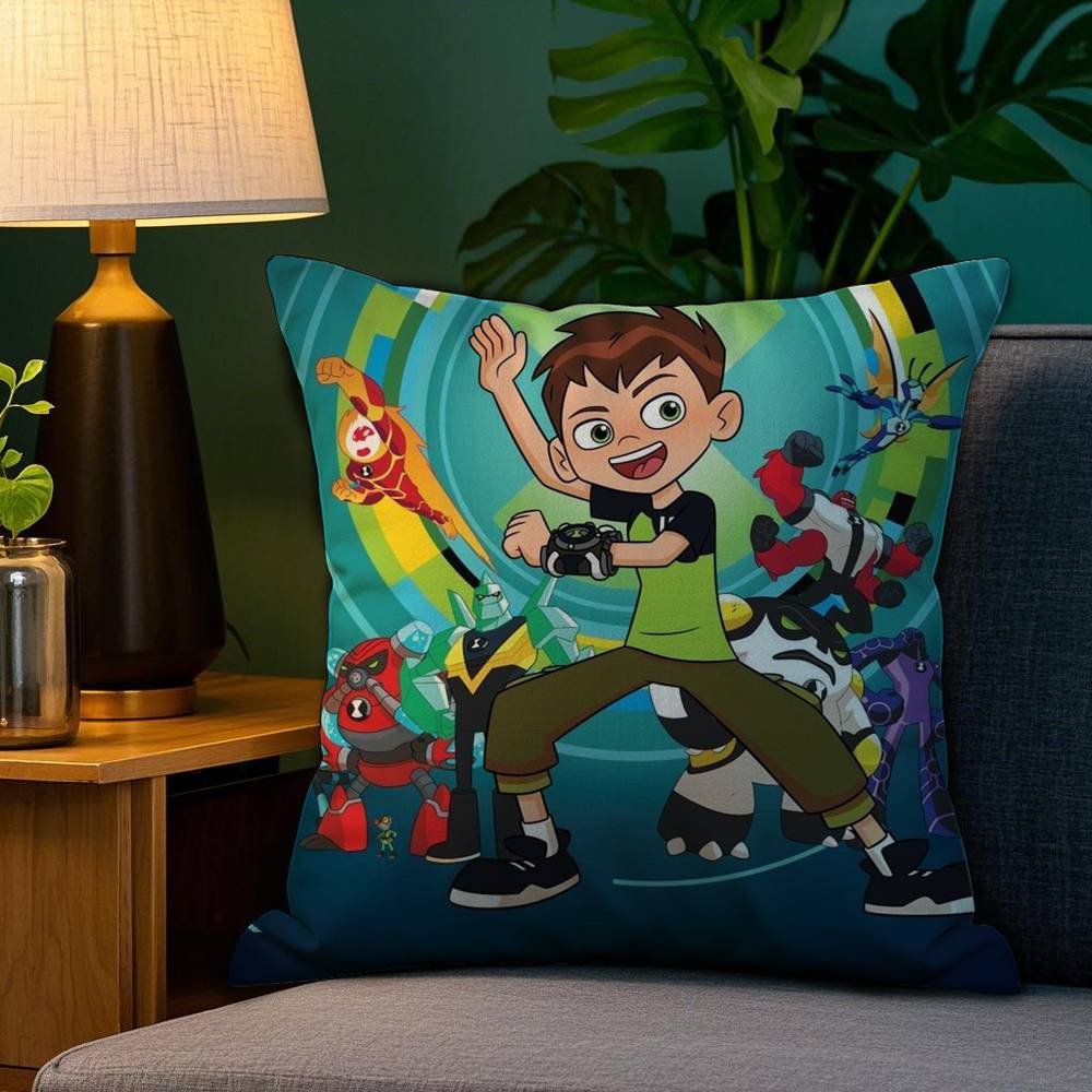 Мультяшная B-Ben 10 Крутая наволочка Плюшевая ткань Мягкая Двусторонняя печать Наволочка для диванной подушки Наволочки для декоративных подушек